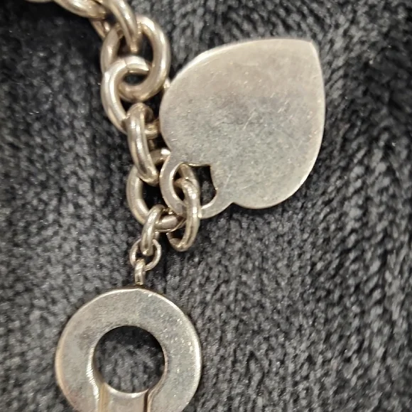 Tiffany & Co. Silver 16" Necklace Choker with Heart Charm and Circle Toggle - Picture 7 of 12
